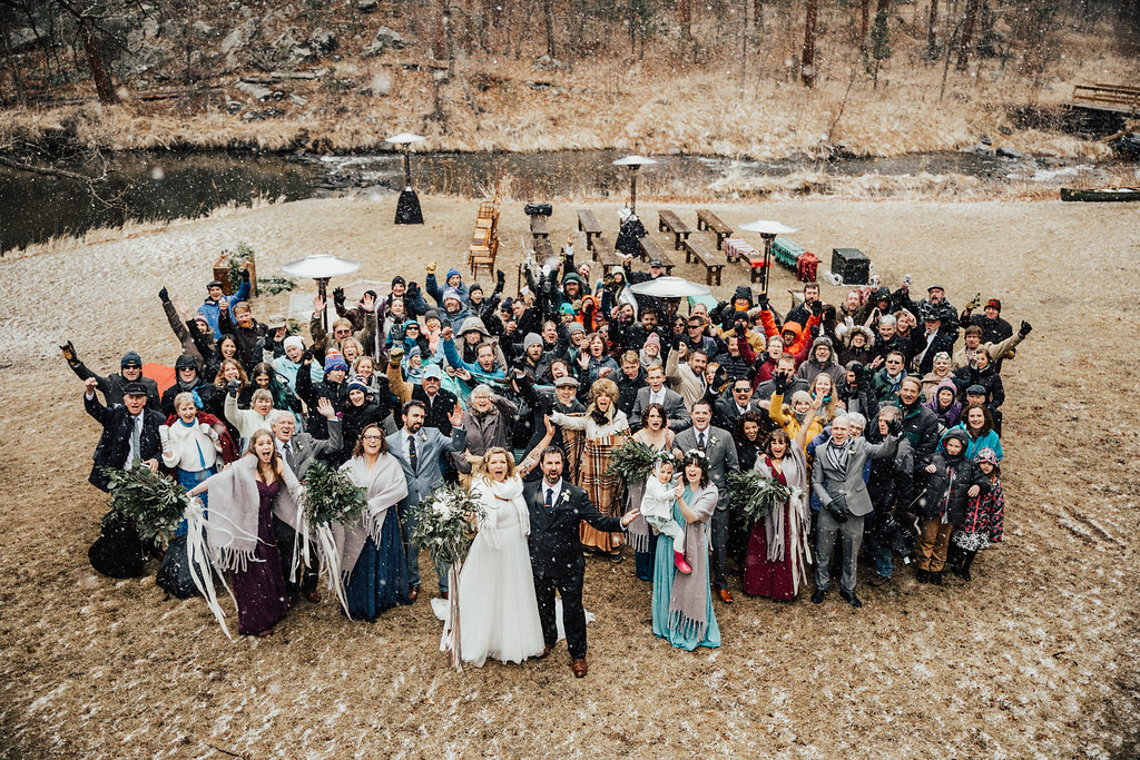 wedding guests celebrating after ceremony